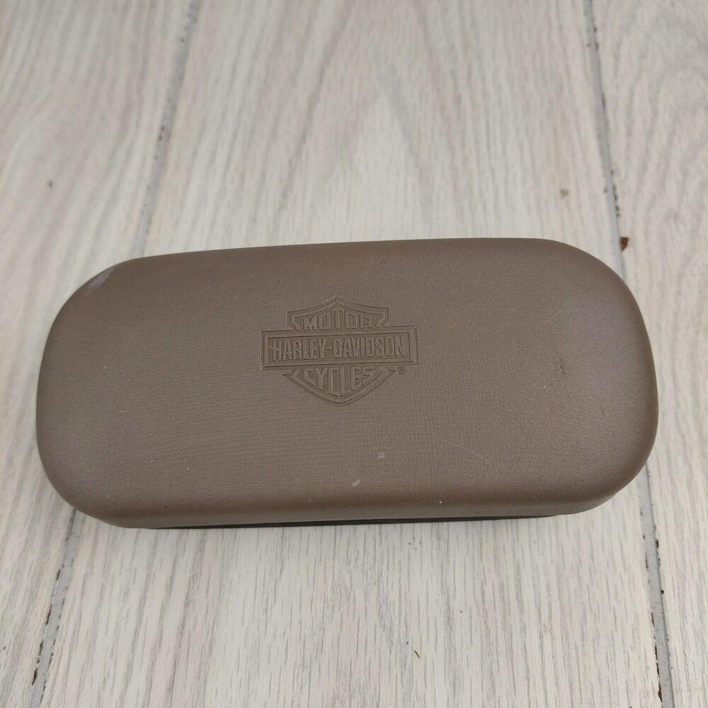 Harley Davidson Hard‎ Eyeglass Sunglasses CASE Clamshell Tan Black Embossed Logo